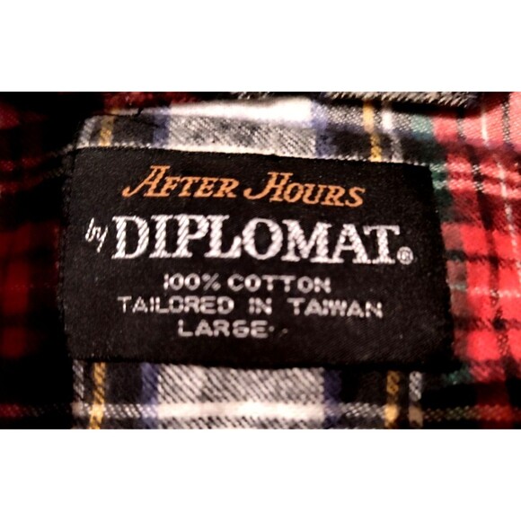 After Hours By Diplomat  Mens Flannel Robe Red White Plaid  L Large W Tie Pocket - Picture 6 of 6